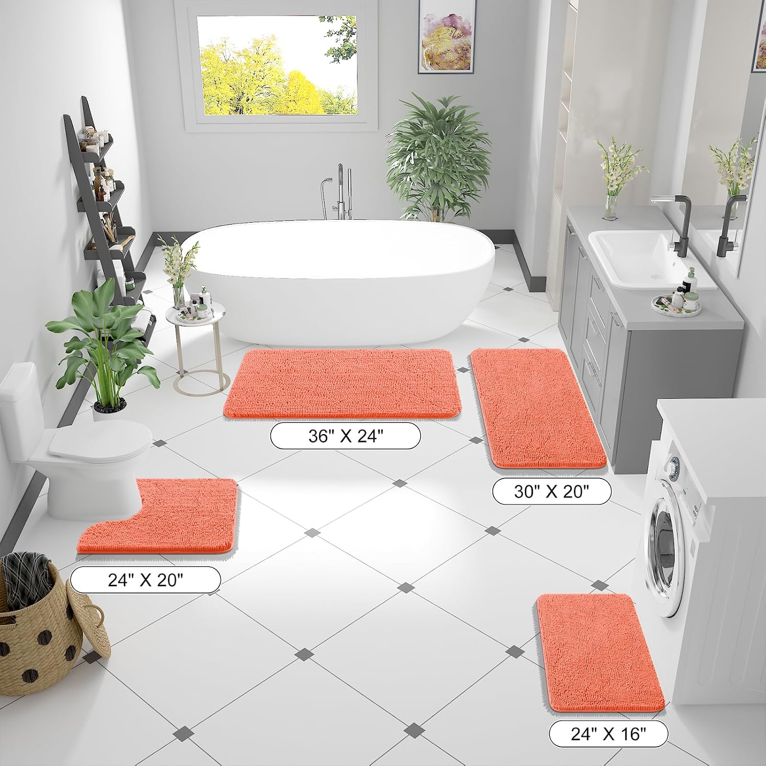 OLANLY Bathroom Rugs 36x24, Extra Soft Absorbent Chenille Bath Rugs