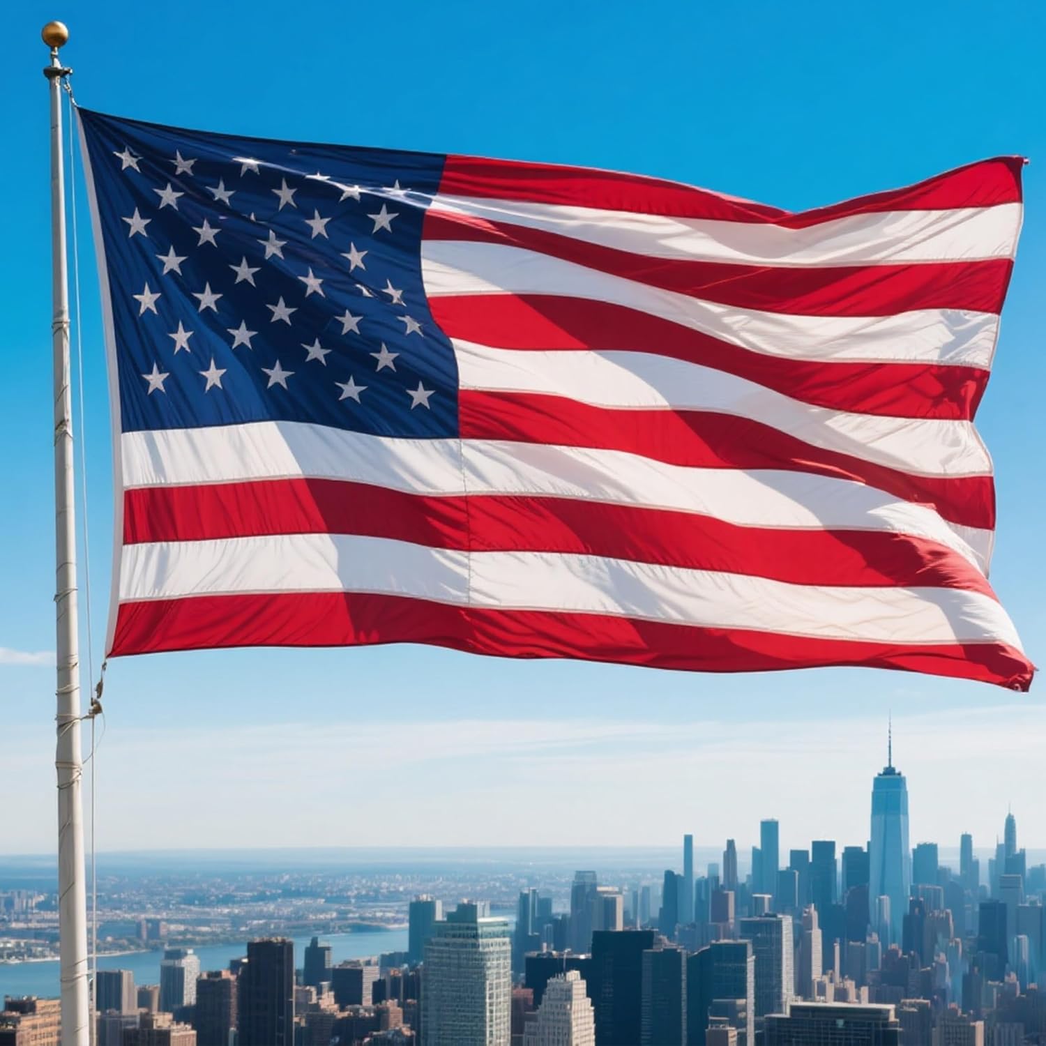 American flag 3x5 FT for Outside, Heavy Duty Polyester USA Flag Outdoor with Embroidered Stars, Sewn Stripes, US Flag with Brass Grommets for Indoor, Outdoor, All Weather