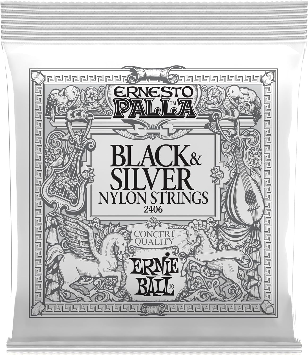 Ernie Ball 2409 Ernesto Palla Nylon Black and Gold Classical Ball End Set , Black & Gold Ball End (28-42)