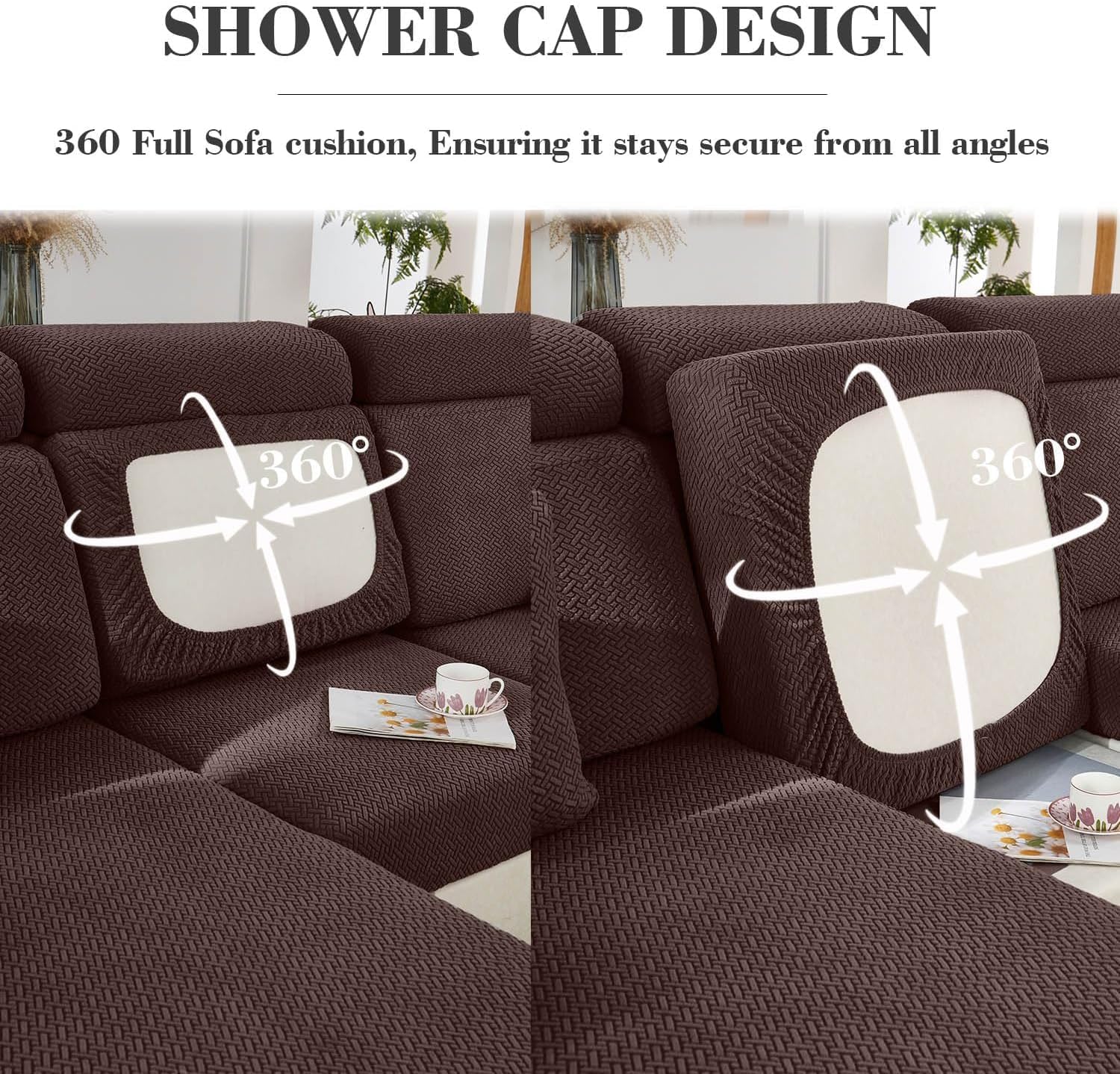Soothing Home Sofa Covers, Sofa Hero Covers for Couch, Couch Cushion Covers, Sofa Covers Washable Sectional Couchs Covers Stretch Slipcovers for Pets (Brown,Chaise Cover)