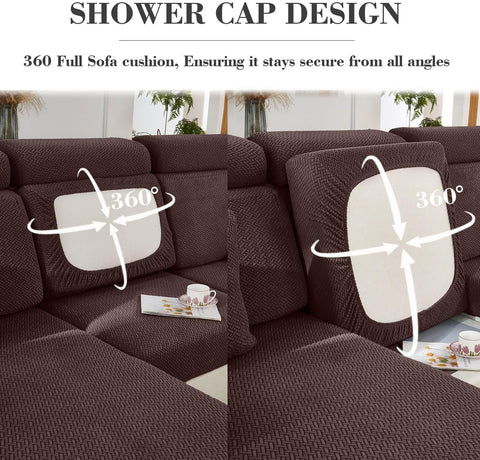 Soothing Home Sofa Covers, Sofa Hero Covers for Couch, Couch Cushion Covers, Sofa Covers Washable Sectional Couchs Covers Stretch Slipcovers for Pets (Brown,Chaise Cover)