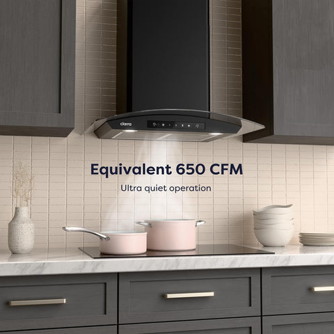 CIARRA 30 Inch Wall Mount Range Hood, 650 CFM Gesture Convertible Vent Hood