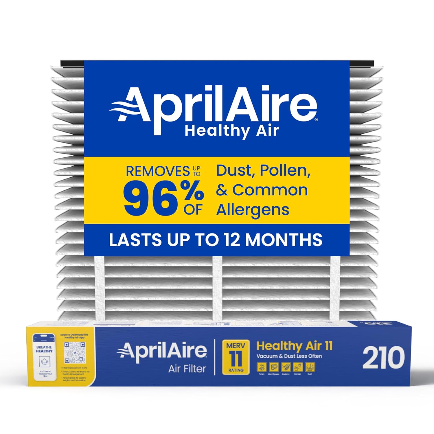 Genuine AprilAire 210 Replacement Filter for AprilAire Whole-House Air Purifiers - MERV 11, Clean Air & Dust, 20x25x4 Air Filter (Pack of 1)