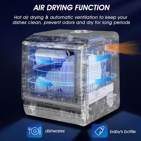 AIRMSEN Portable Countertop Dishwasher, No Hookup Needed