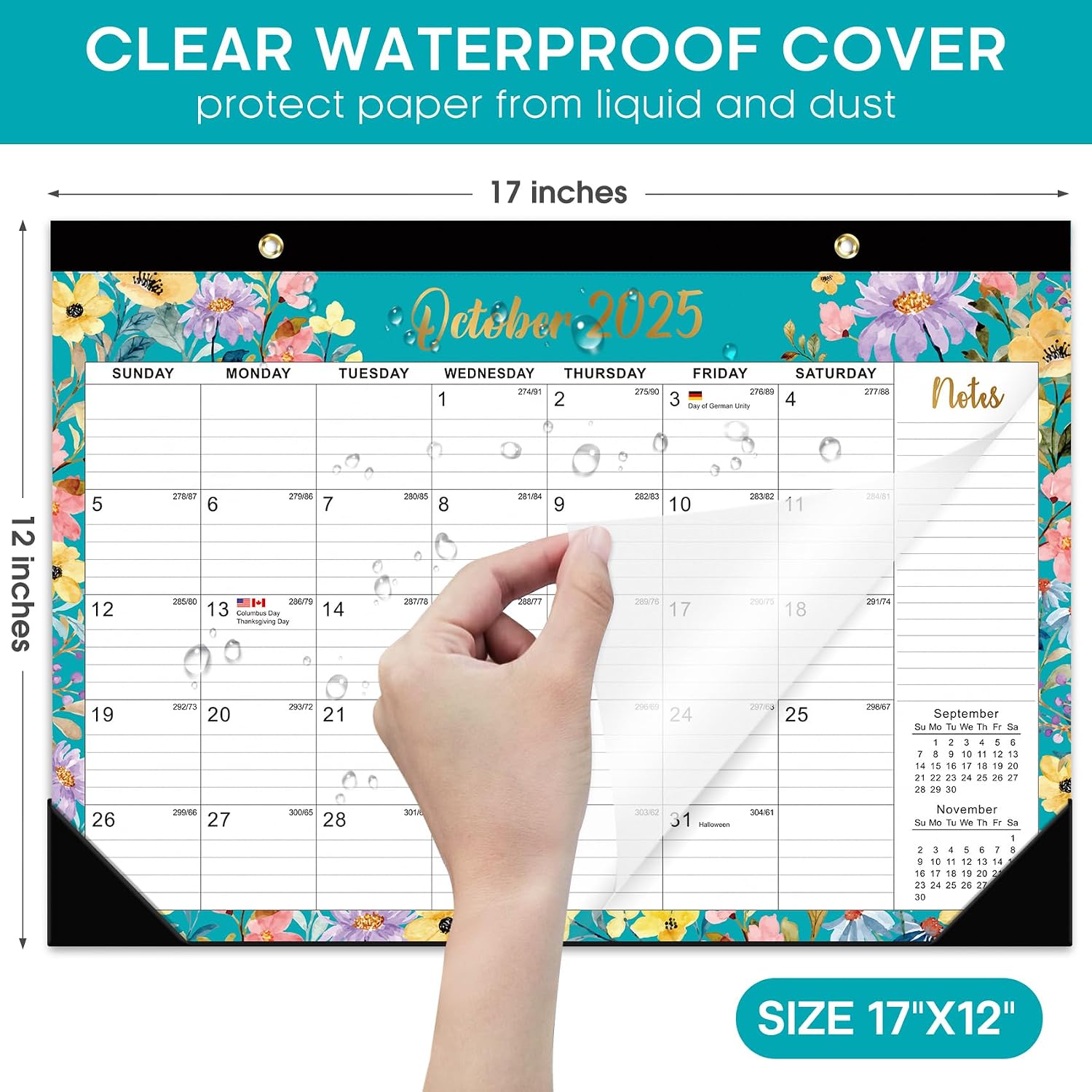 Taja Desk Calendar 2026-2027, Runs Until June 2027, 21-Month, 17" x 12"