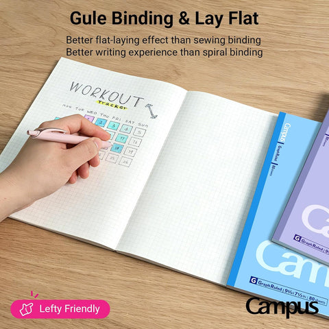 KOKUYO Composition Notebooks, 3 Pack Campus 9-3/4" x 7-1/2" Comp Book with College Ruled, 80 Sheets, Pink Blue Lavender School Lined Notebook Journal for Work Study Note Taking (WSG-NO-308CG1×3)