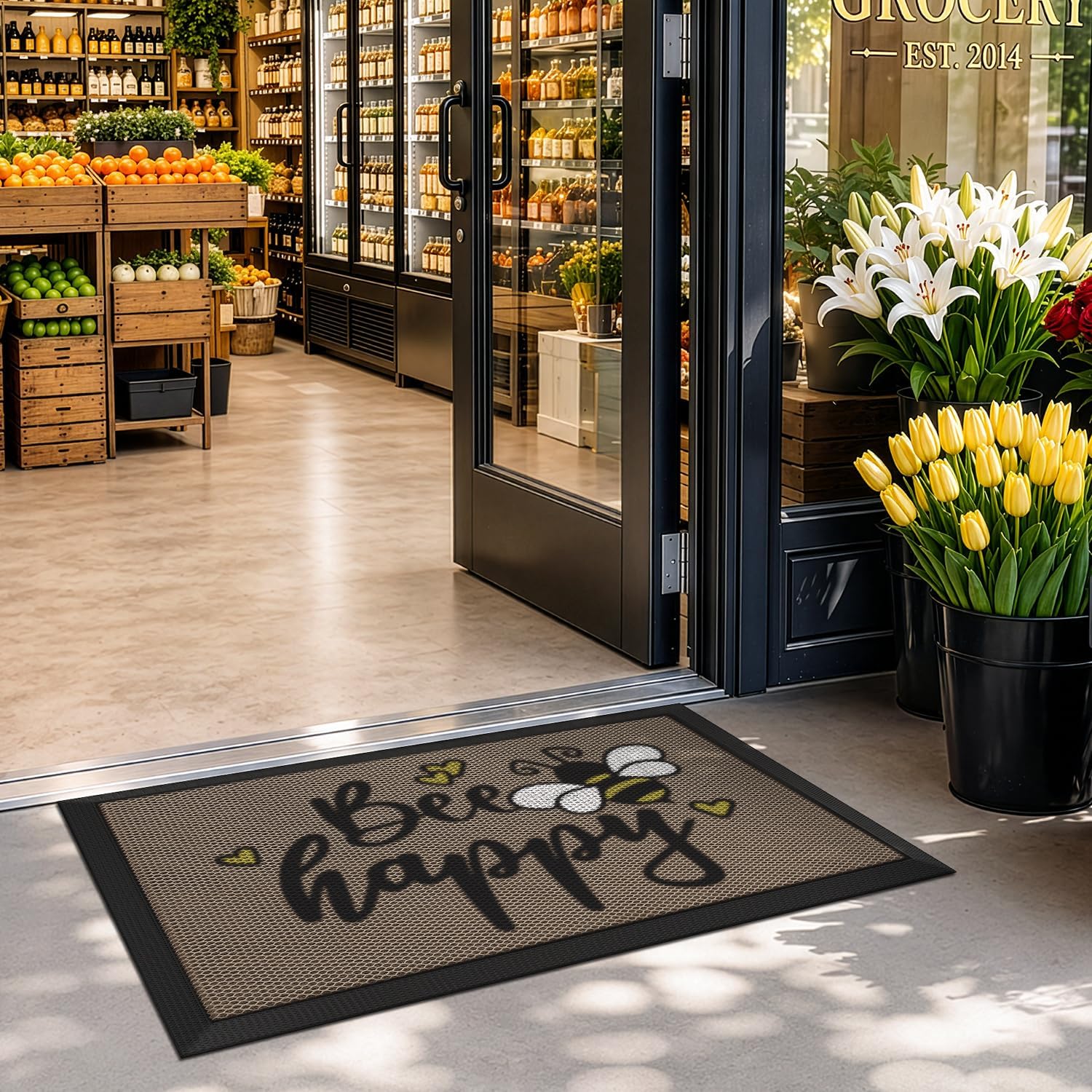 LUMI Outside Welcome Door Mat 17x30, Non-Slip Durable Rubber Easy Clean