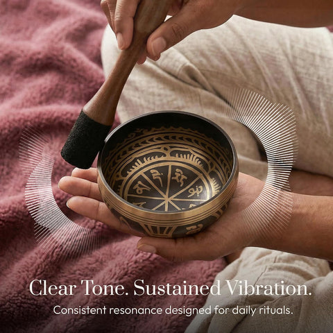 Silent Mind Tibetan Singing Bowl Set – Easy to Play & Beginner Friendly Meditation Bowl with Cushion, Mallet & Case | Stress Relief & Mindfulness | Gift-Ready