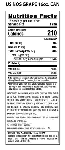 NOS GT Grape: High Performance Energy Drink. 16 Fl oz | Pack of 15