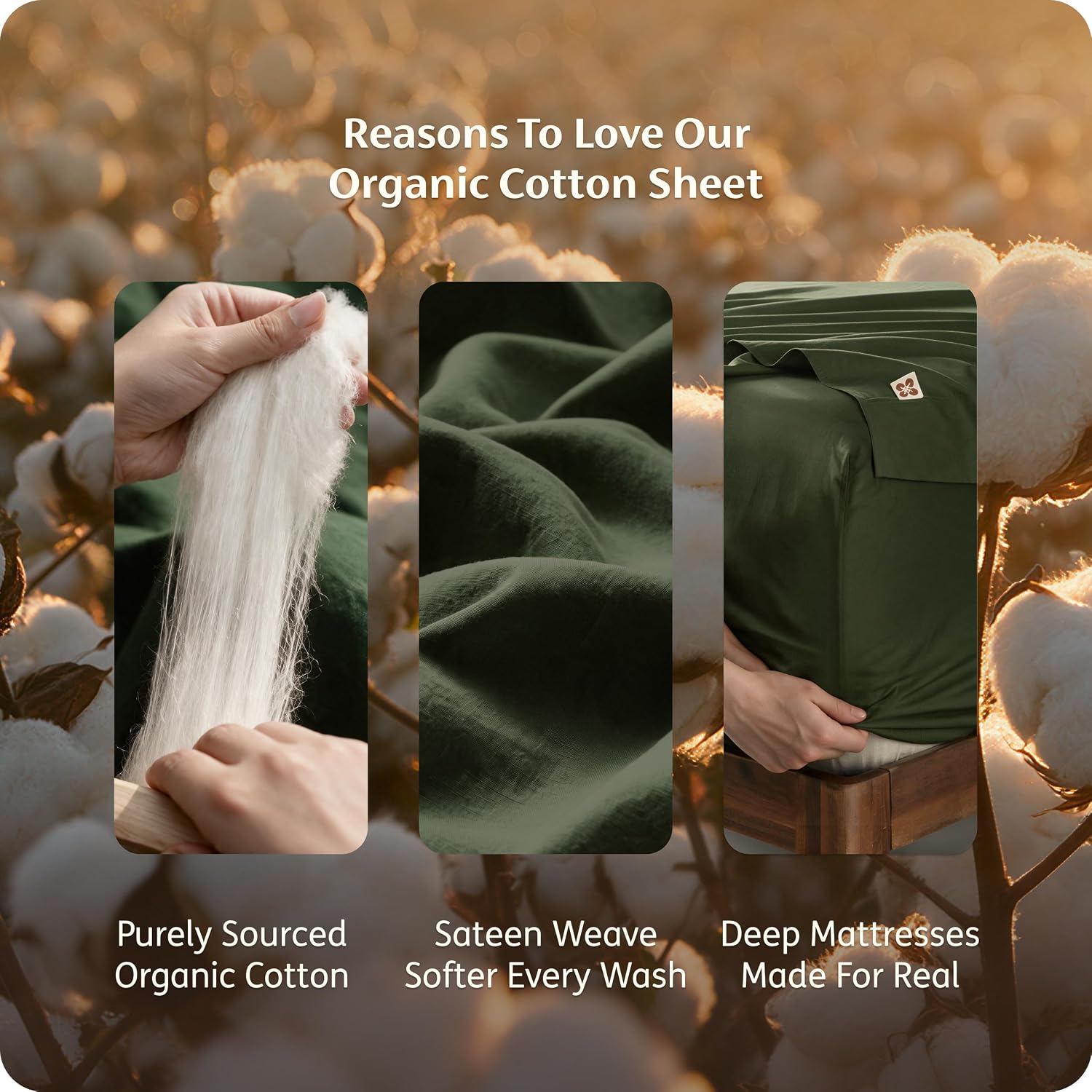 Bedsure PureWoven 100% GOTS Organic Cotton Sheets, California King Size