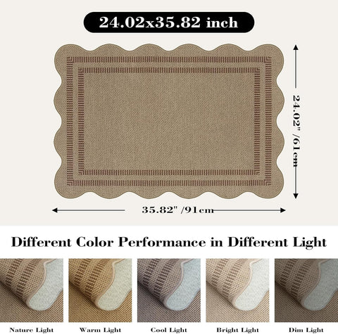 Easy Jute Outdoor Mats for Front Door, 2x3 Small Washable Kitchen Rugs, Farmhouse Brown Throw Rug Non Slip Indoor Outdoor Carpet for Entryway Porch Foyer