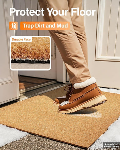 Door Mat Outside Entrance: Blank Doormat 17x30 inch Artificial Coir Doormat for Outdoor Entrance - Front Door Mat Non-Slip Backing Washable Fall Mats for Entryway