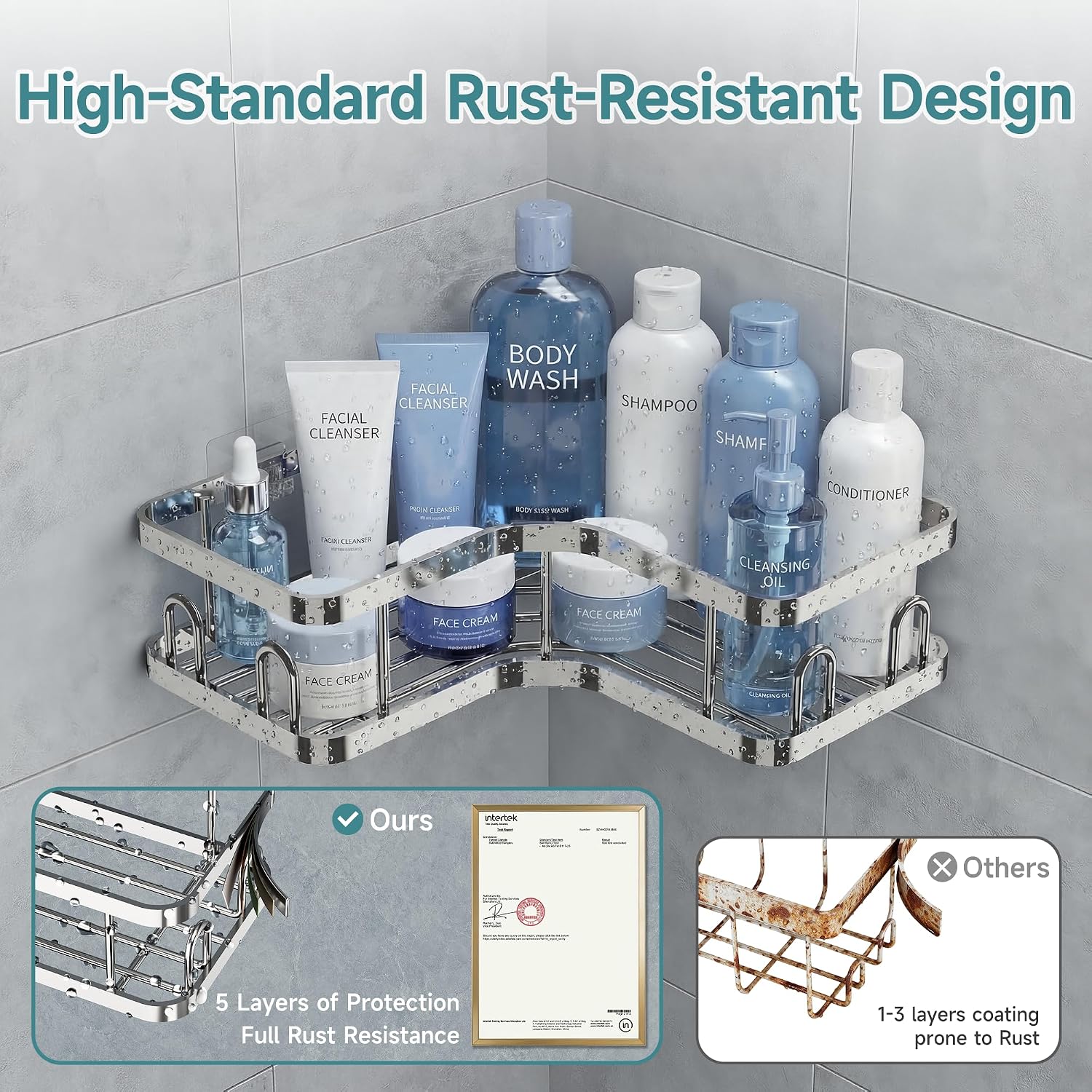 Veken Corner Shower Caddy 3-Pack, Advanced Rustproof Design&Stable Storage