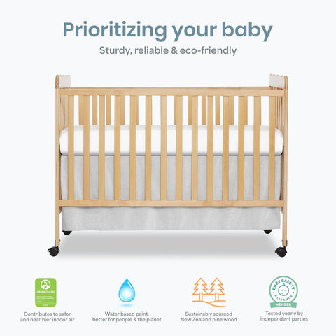 Dream On Me Full Size Carson 3-in-1 Convertible Baby Crib, Locking Wheels