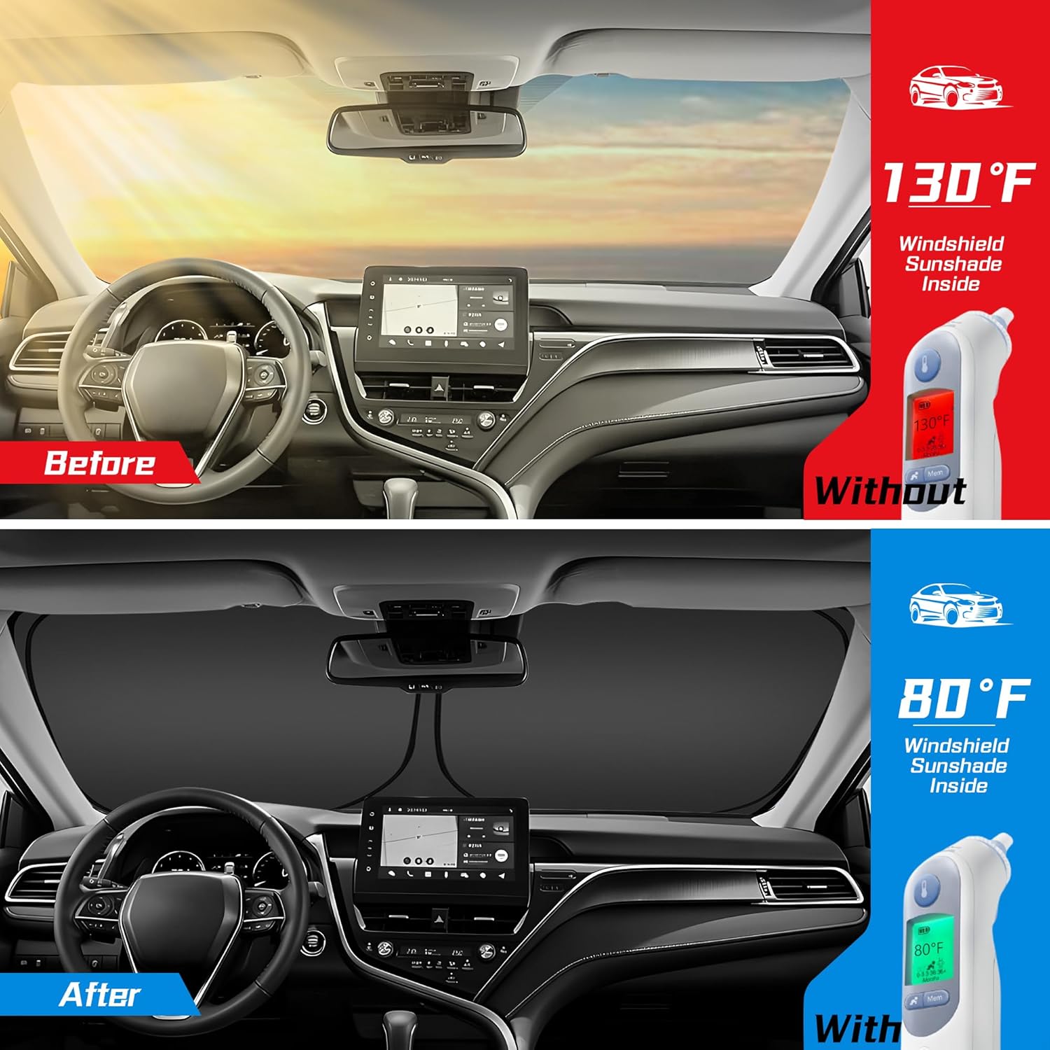 ARISMOTOR Windshield Sun Shade for Toyota Tacoma 2016-2026