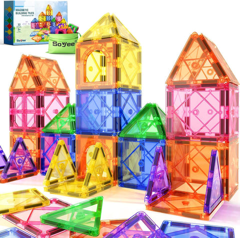 Magnetic Tiles Toddler Toys Magnetic Building Blocks for Kids Ages 3-12 STEM Educational Toys for Girls & Boys Sensory Toys for Kids with Autism Classroom Must Haves Outdoor Toys