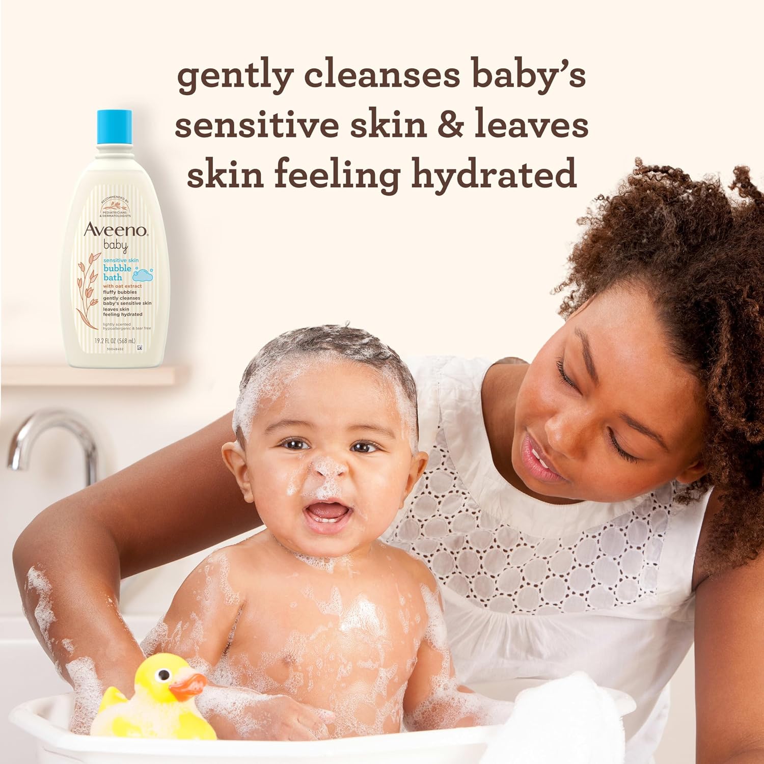 Aveeno Baby Sensitive Skin Bubble Bath with Oat Extract, 19.2 fl oz