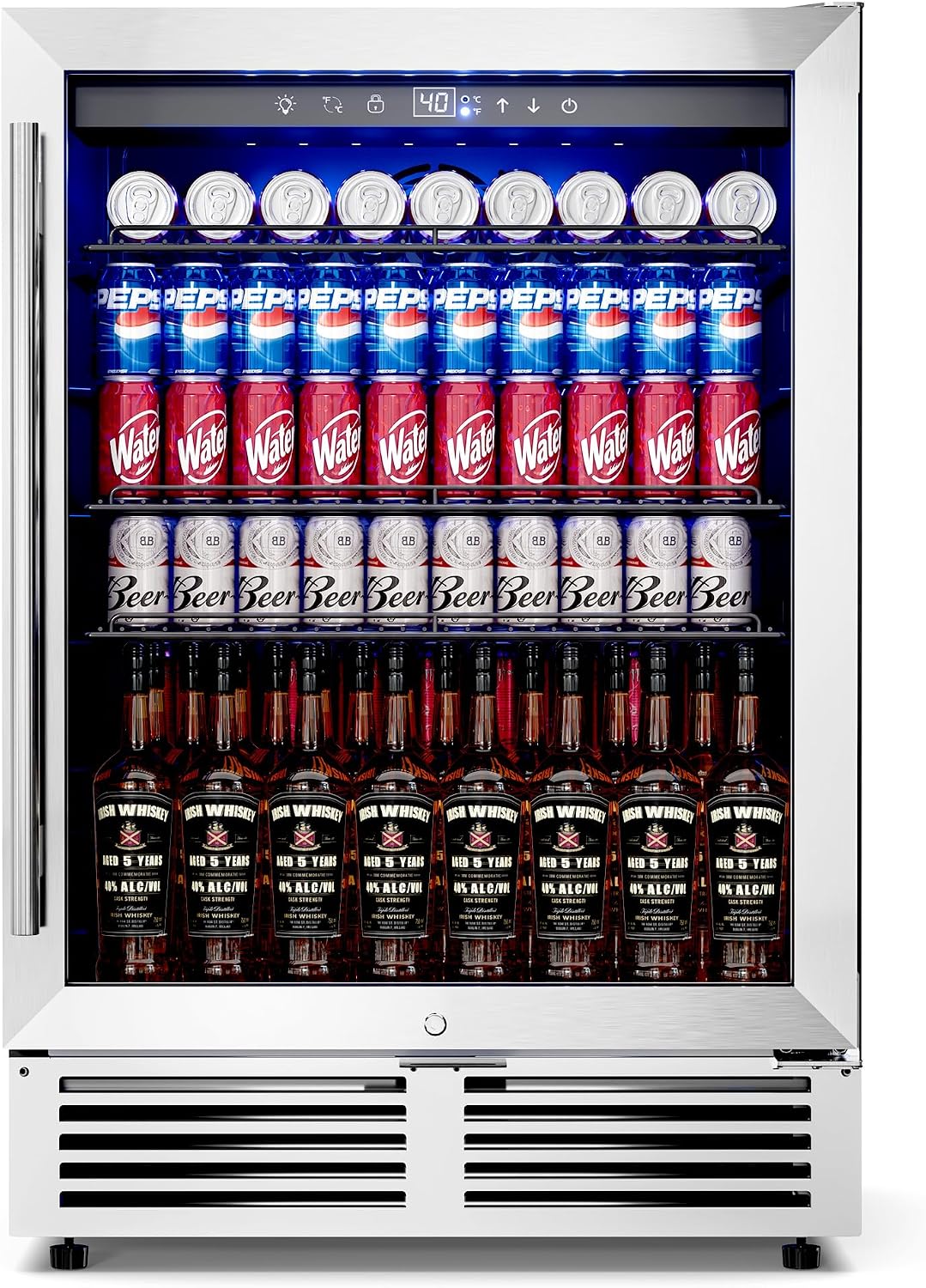 Built in Beverage Refrigerator, 24 Inch Under Counter Drink Fridge,185 Can