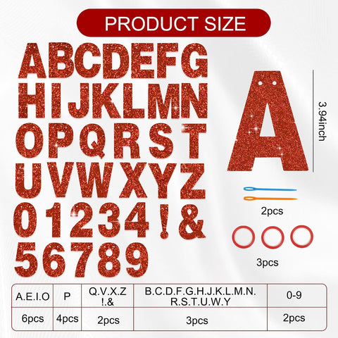 BEISHIDA Glitter Red 116 PCS A-Z DIY Letter Custom Banner Party Decor