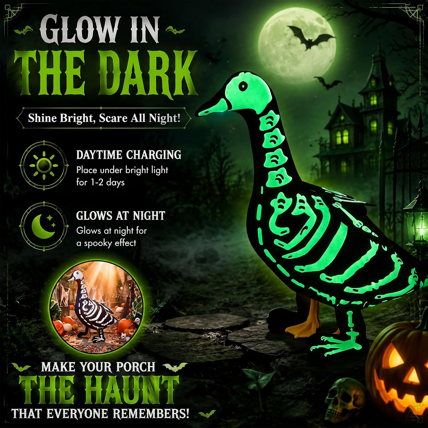 2 Set Halloween Porch Goose Outfits 23'', Glow in The Dark