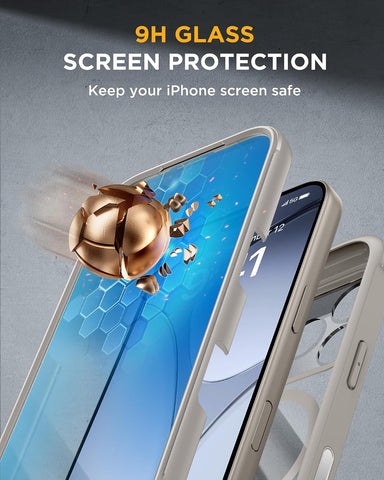 Miracase Magnetic for iPhone 17 Pro Case 6.3" [Compatible with MagSafe] Full-Body Phone Case with Built-in Glass Screen Protector & Camera Control,Drop Proof iPhone 17 Pro Cover, Grey Titanium