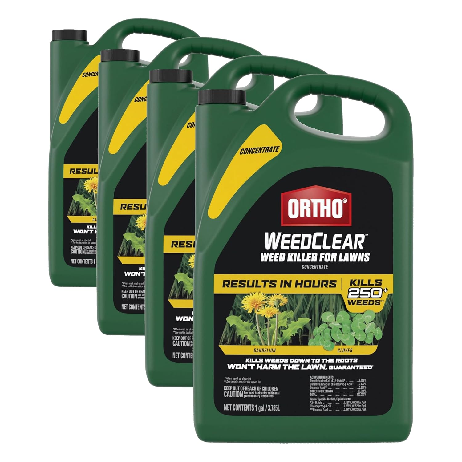 Ortho WeedClear Weed Killer for Lawns Concentrate - Kills Dandelion & Clover, Weed Killer Concentrate, 1 gal. (Pack of 4)