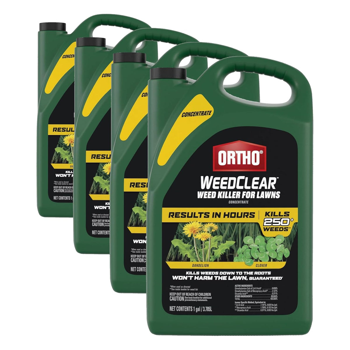 Ortho WeedClear Weed Killer for Lawns Concentrate - Kills Dandelion & Clover, Weed Killer Concentrate, 1 gal. (Pack of 4)