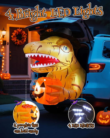 3.44 FT Trunk or Treat Car Decorations Kit with 4 LEDs for Car Yellow