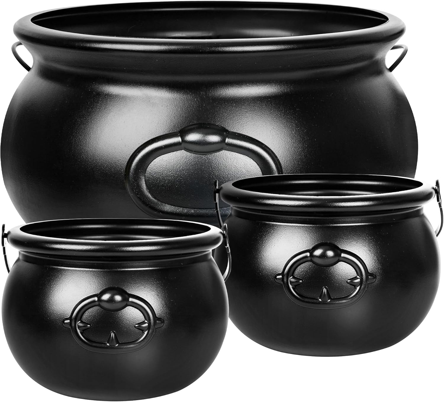 3 PCS Halloween Cauldron, Black Plastic Witch Cauldron Pots for Party Decor