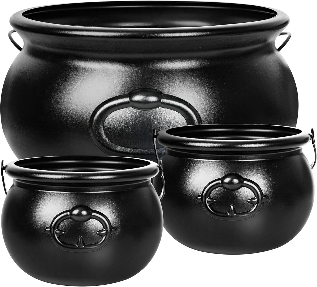 3 PCS Halloween Cauldron, Black Plastic Witch Cauldron Pots for Party Decor