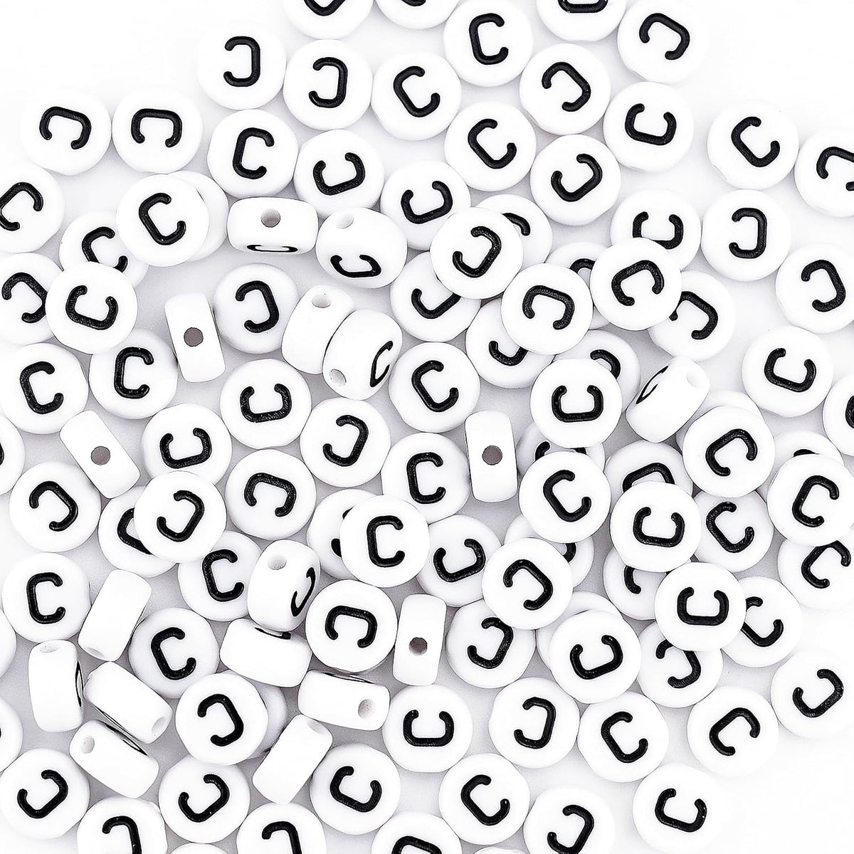 300Pcs Round Bulk Letter Beads for Charms Bracelets Making 4X7mm Individual White Alphabet Beads C