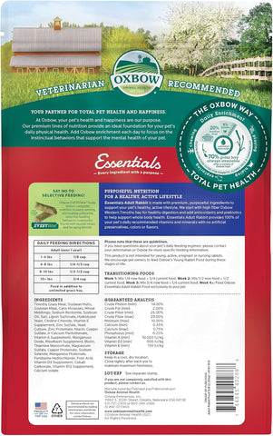 Oxbow Essentials Adult Rabbit Food, Timothy Hay Rabbit Pellets, USA, 5 lb