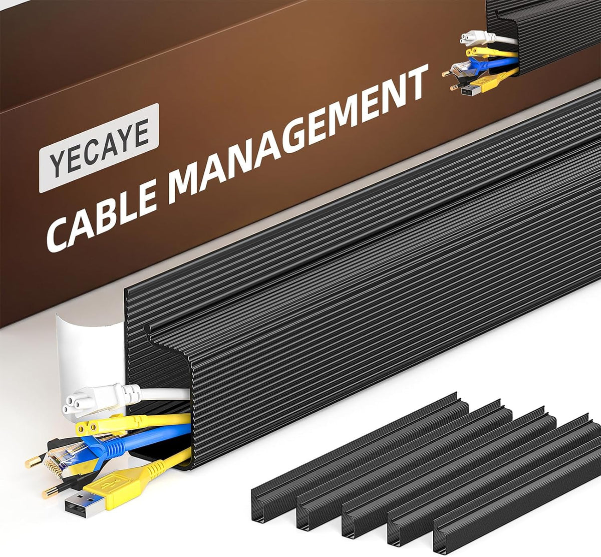YECAYE Cable Management, 6 Pack, Black