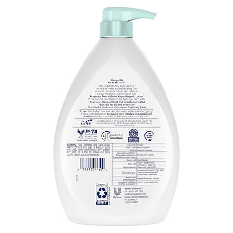 Baby Dove Care Baby Wash Fragrance-Free Moisture 1 Pack 34 oz