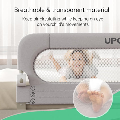 UPGOGO Folding Bed Rail for Toddlers, Grey, 33" L x 23.6" H