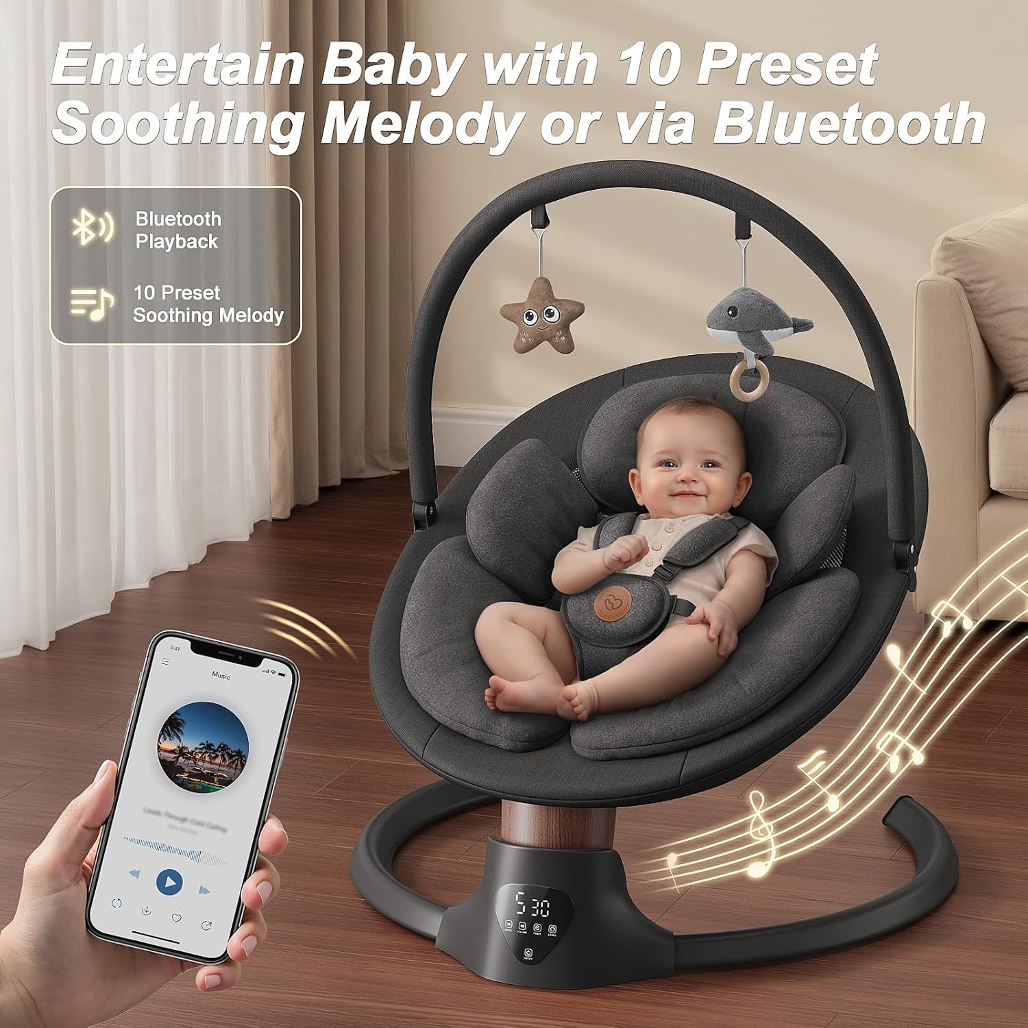 Baby Swings for Infants, FasonBaby Electric Baby Swing with Bluetooth Music