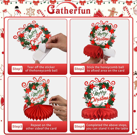 Merry Christmas Party Decorations Bundle - Includes Festive Christmas Honeycomb Centerpieces ，Santa Claus Snowman Table Toppers, Perfect for Classroom Decor, Christmas & Winter Birthday Party Supplies
