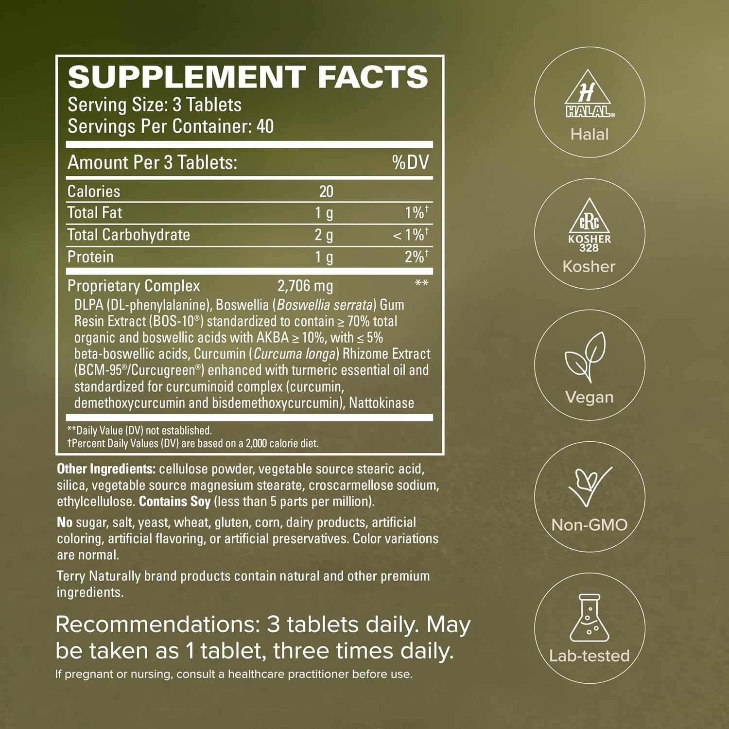 Terry Naturally Curamin Extra Strength - Soreness & Pain Relief - 120 Count