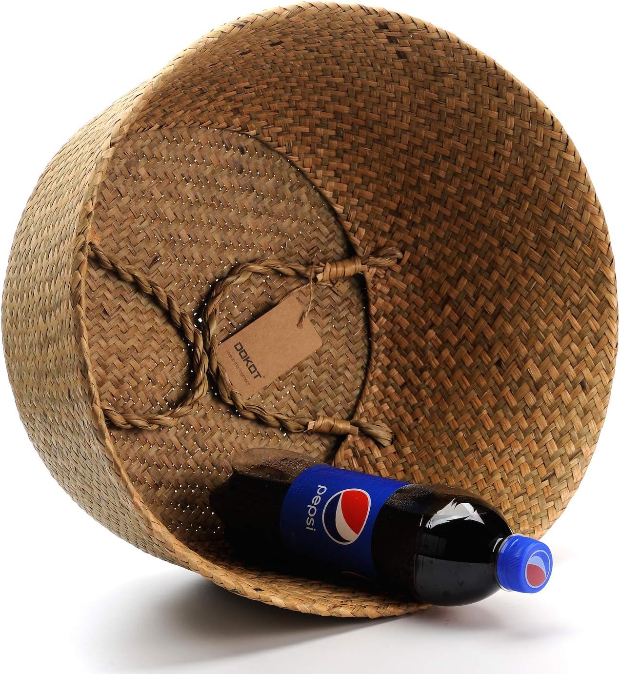 Large Woven Seagrass Belly Basket for Plant, Grocery, Picnic, 12" Diameter x 14" Height