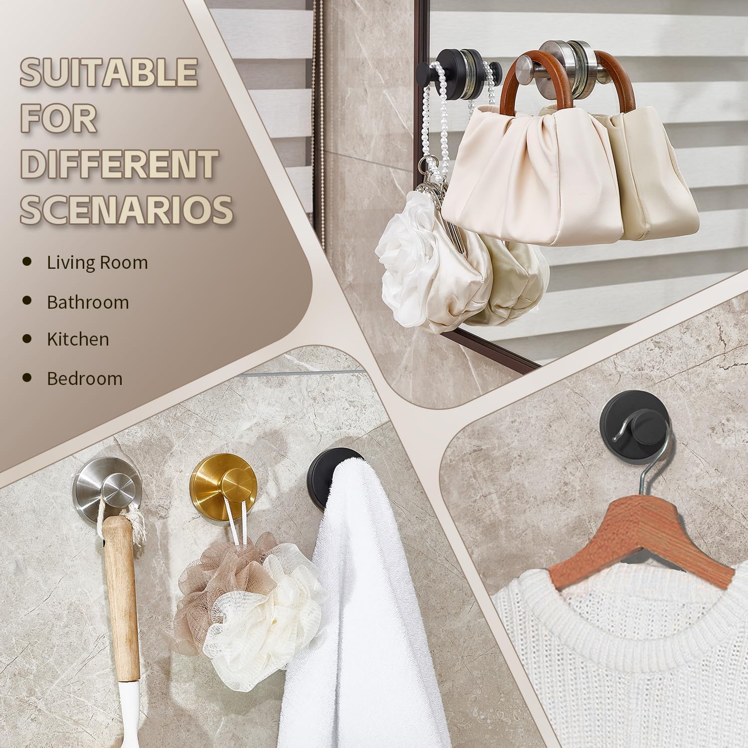 2026 Upgraded Drill-Free Stainless Steel Suction Cup Hooks Multi-Use