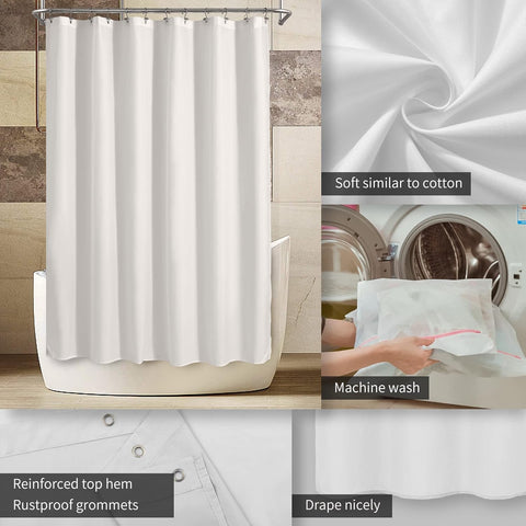 ALYVIA SPRING 72x74 Long Waterproof Fabric Shower Curtain or Liner White