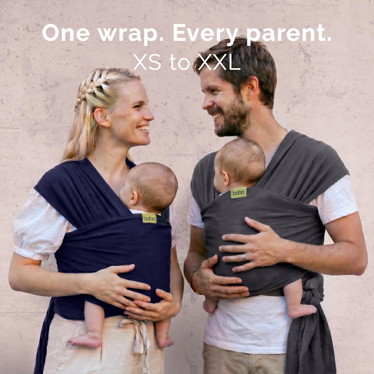 Boba Baby Wrap Carrier - Stretch Cotton Newborn Sling, Navy Blue