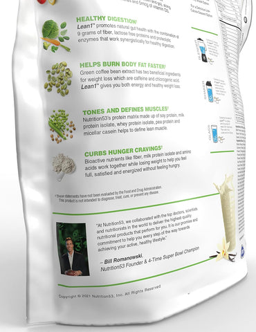 Lean1 Vanilla, Meal Replacement Protein Shake, 44 Servings in a 5lb Bag