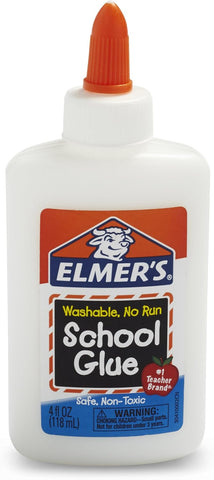 Elmer's bundle Washable Liquid School Glue, White, Dries Clear, 4 fl oz Plus Disappearing Purple Elmer's School Glue Stick, 7g, 2pk