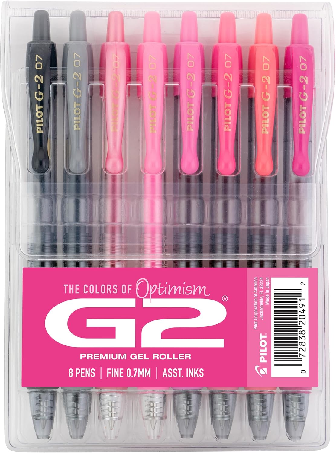 PILOT, G2 Boost Pink Pack, 8 Pack Pouch, Assorted