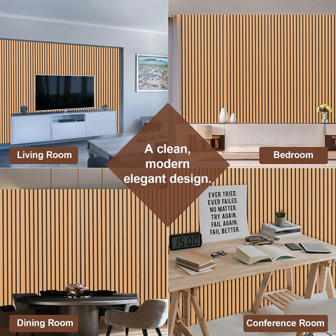 Yuzzy Wood Panels for Wall - 9 Feet Teak Wood Slat Acoustic Panels 2 PCS - Modern Sound Absorbing Wall Panels for Interior Wall Decor for Home, Office, Studio