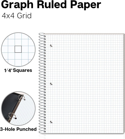 Dunwell 1-Subject Graph Paper Notebook 8.5x11, 200 Pages, Black