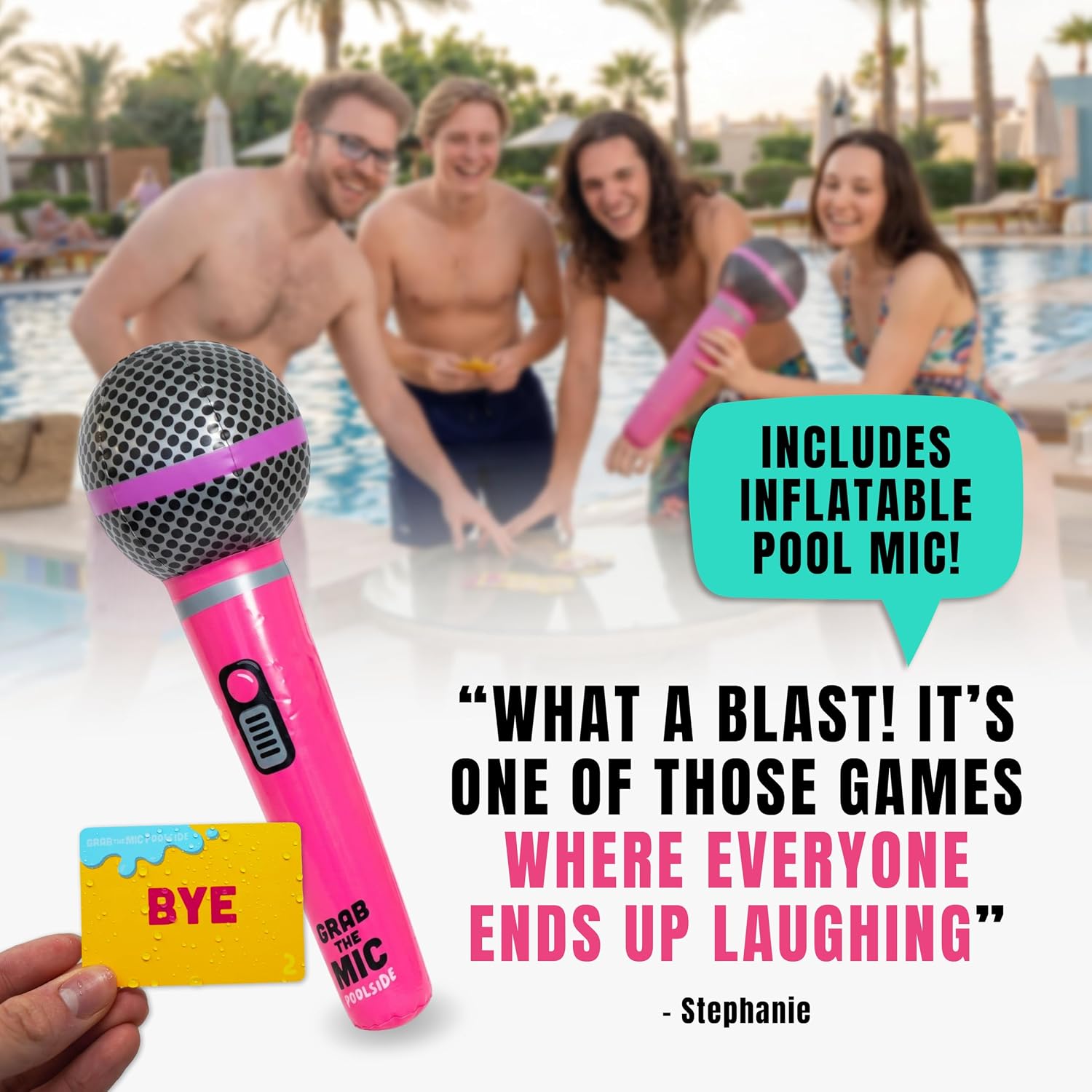 Grab The Mic Poolside - Waterproof Karaoke Game For Family & Adult Fun