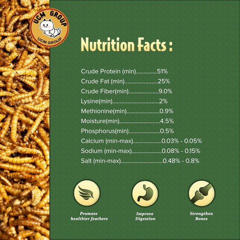 5LB Dried mealworms for Wild Birds, Chickens, High Protein Organic Chicken Feed, 100% Non-GMO for Chickens, Ducks, Turtles and Reptiles