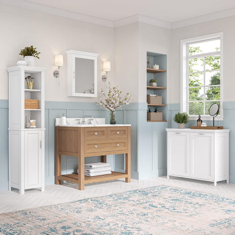RiverRidge Somerset Bathroom Wall Mount Medicine Cabinet with Mirror, White